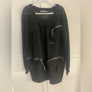 Q Design Lab Black Mesh Utility Style Tunic/ Dress size Small